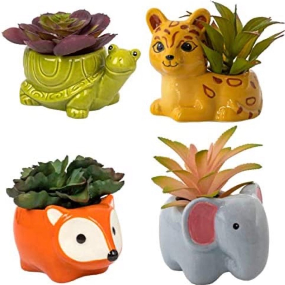 Ceramic Animal Planters Set of 4